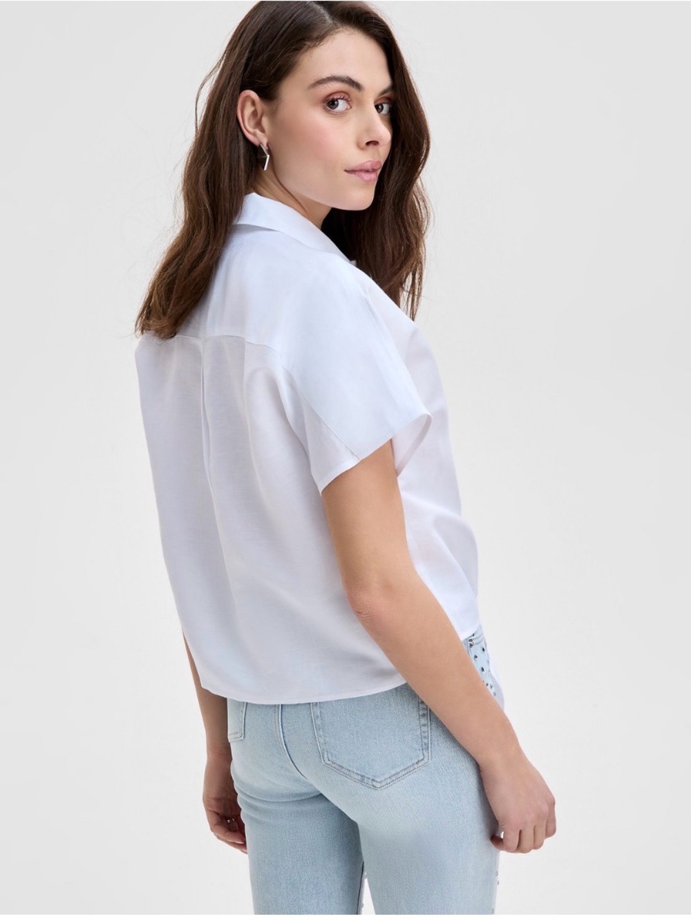 Classic White Short-Sleeve Button-Up Shirt